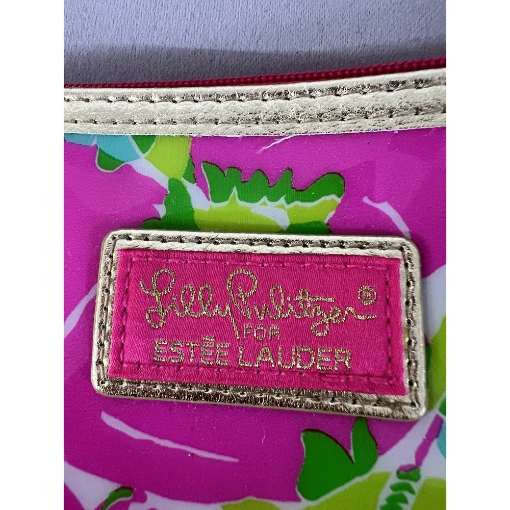 Lilly Pulitzer for Estee Lauder Makeup Accessory Bag Pink Green Blue Zipper Pouc
